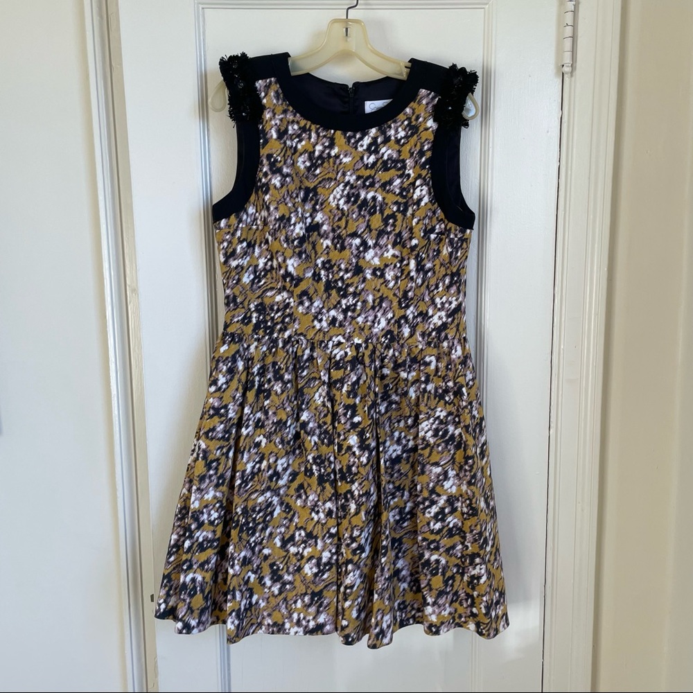 Jessica Simpson Black and Gold Midi Dress